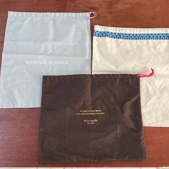 3 drawstring dust bags Tory Burch Stuart Weitzman Kate Spade for shoes purse - Picture 2 of 15